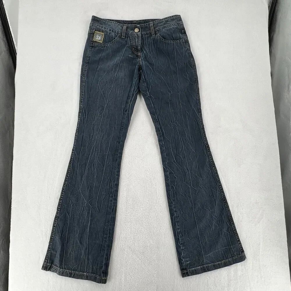 Cappopera Jeans Womans 28 Y2K Low Rise Flare Bootcut Whiskered Denim